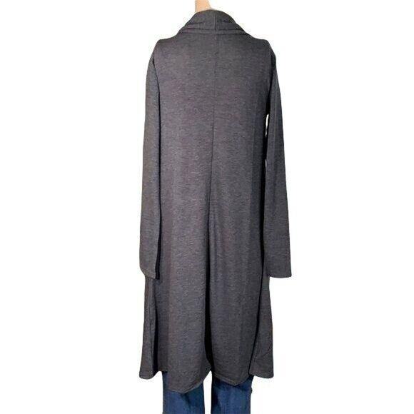 Bee Uniq Womens Cardigan Sweater Knee Length Open Front Hacci Duster Gray Small - Picture 6 of 11